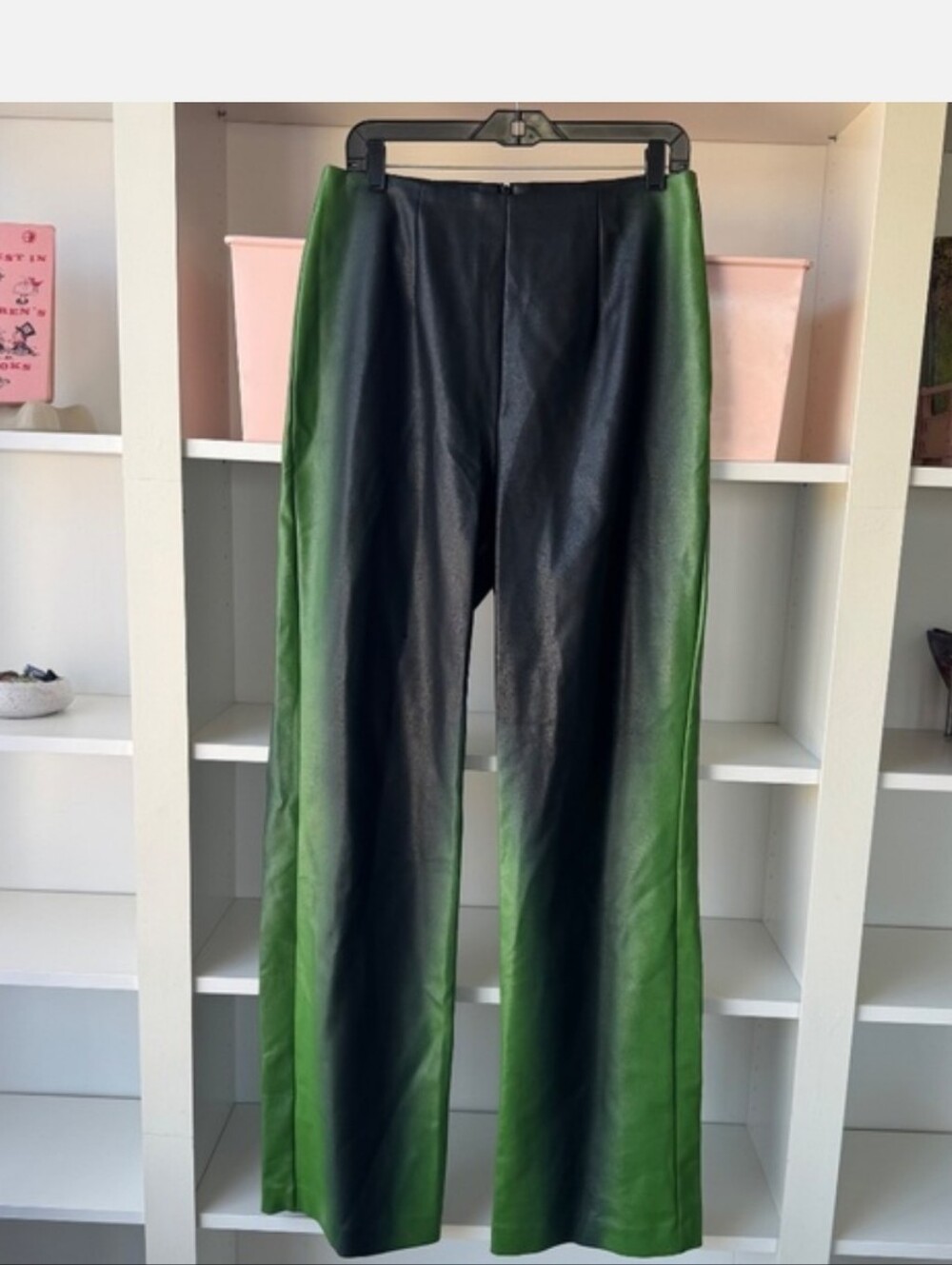 HANIFA Green Black Ombre Zayn Faux Leather Pants Size L